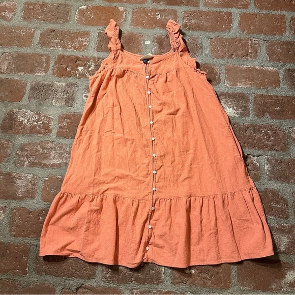 Universal Thread Dresses & Skirts - Universal Thread Coral Apricot Orange Flutter Sleeveless Button-Down Large Dress